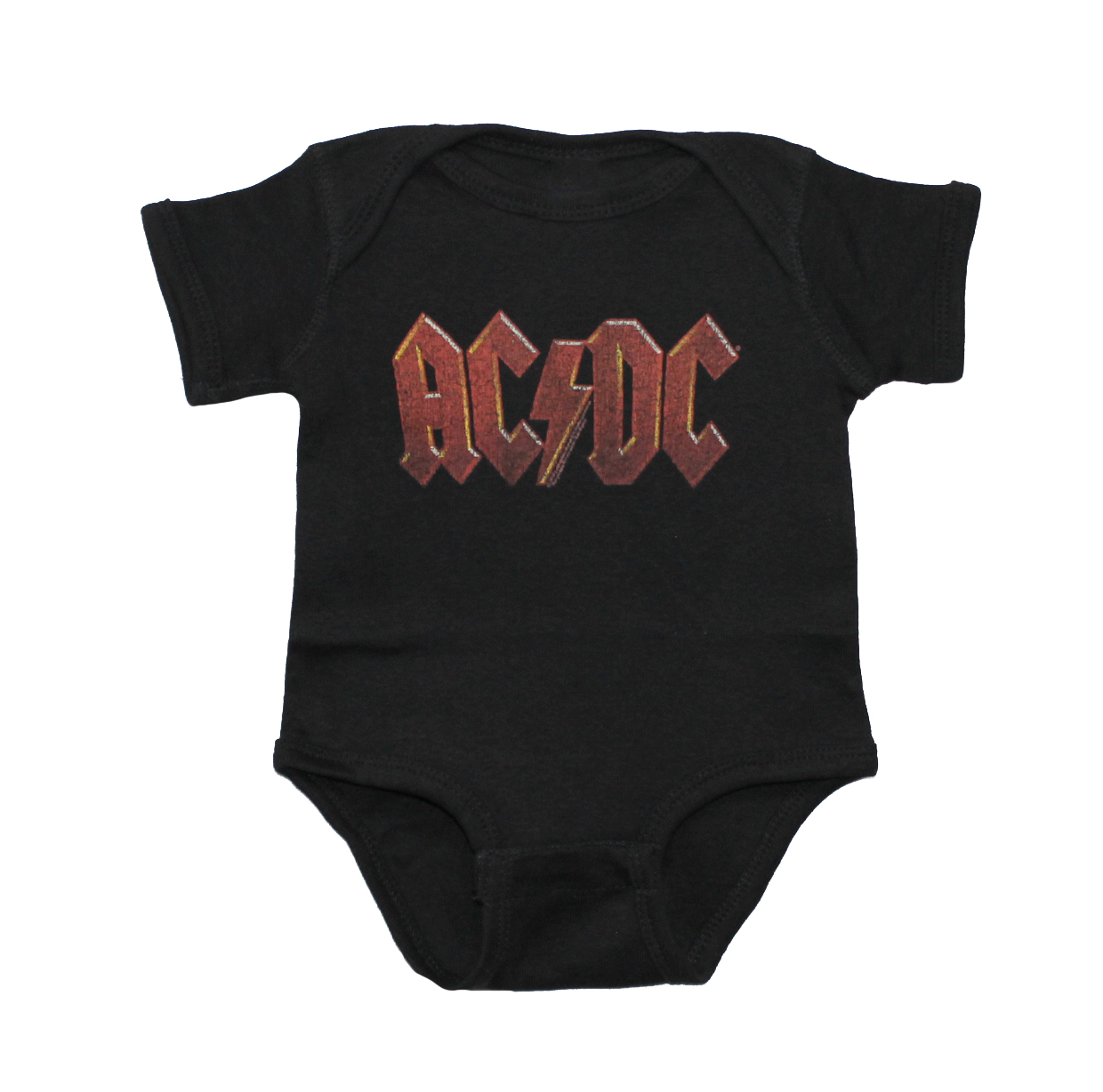 AC/DC Red Logo Distress Onesie - Black - Vancouver Rock Shop