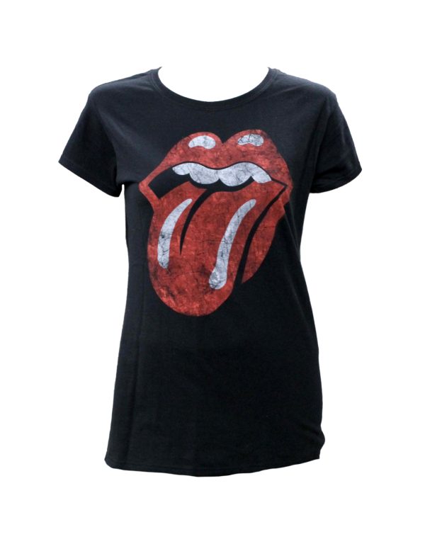 Rolling Stones Distressed Tongue - Girls / Junior - Black