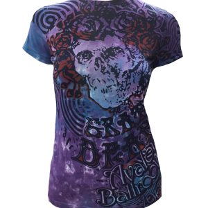 Grateful Dead Purpley Tye Dye With Skull & Roses Womens