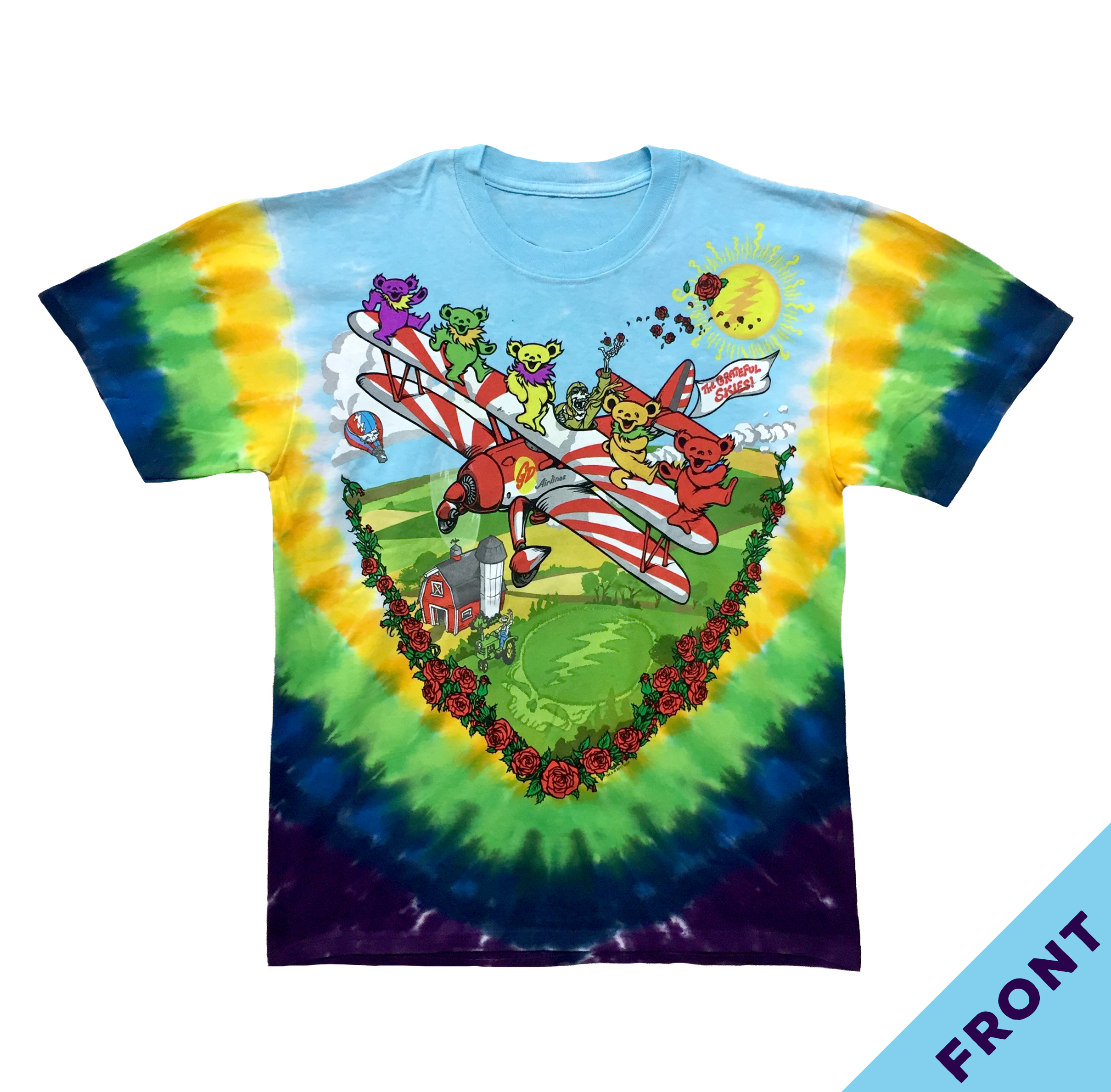 Grateful Dead - Bi-Plane Bears Tie Dye T-Shirt