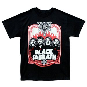 Black Sabbath Red and White Band Portrait Cartoon