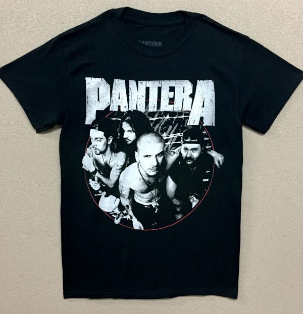 Pantera Band in Circle Black & White Red Outline