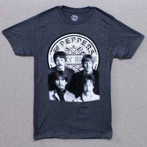 Beatles Sgt Pepper B&W Logo Portraits - Grey