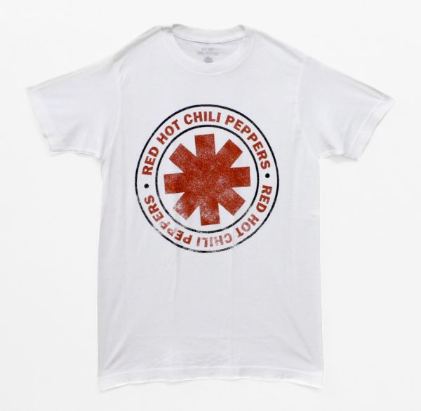 Red Hot Chili Peppers Circle Distressed Logo-White