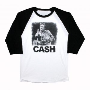 Johnny Cash Finger Raglan - White/Black