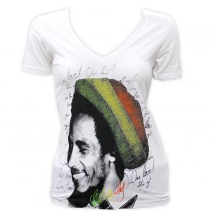 Bob Marley One Love One Heart Beanie Women's V-Neck-White