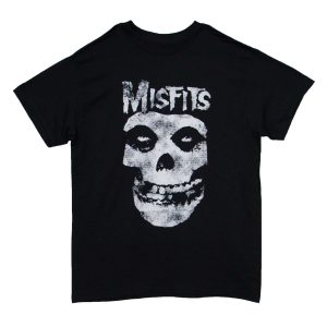 Misfits Distressed Skull and Logo - Black