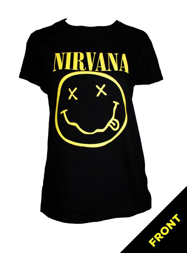 Nirvana Smiley Face w/ Backprint Women's-Blk