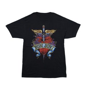 Bon Jovi - Heart w/ Dagger Distressed - BLK