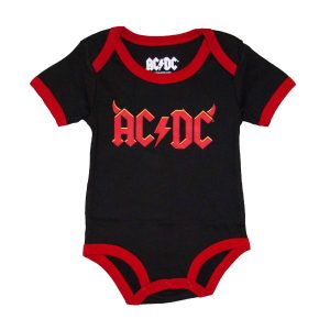 AC/DC - Red Trim & Logo Baby Onesie - BLK