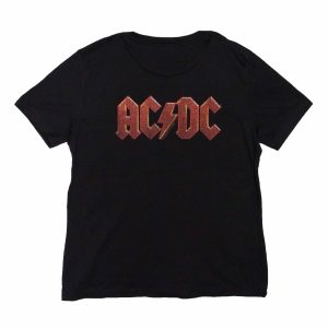 AC/DC - Distressed Red Logo Women's Tee - BLK