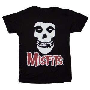 The Misfits - Fiend Skull Logo Red Text - BLK