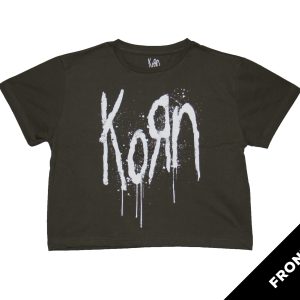 Korn - Spray Logo Women's Crop - ARMY GREEN