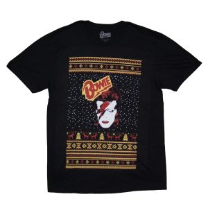 David Bowie Ugly Xmas Sweater Tee - BLK
