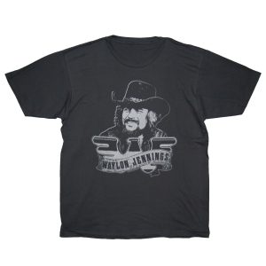 Waylon Jennings - Portrait & Logo - SMOKE GREY