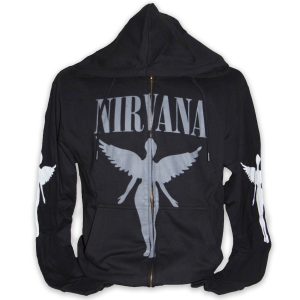 Nirvana In Utero Mono Grey Zip-Up Hoodie - BLK