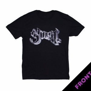 Ghost Metal Logo & Purple Crucifix - BLK