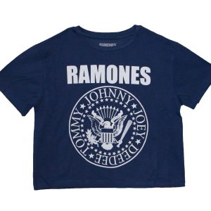 Ramones Presidential Seal Ladies Crop Top - Denim