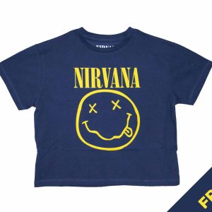 Nirvana - Smiley Flower Sniffin' Women's Crop - NAVY