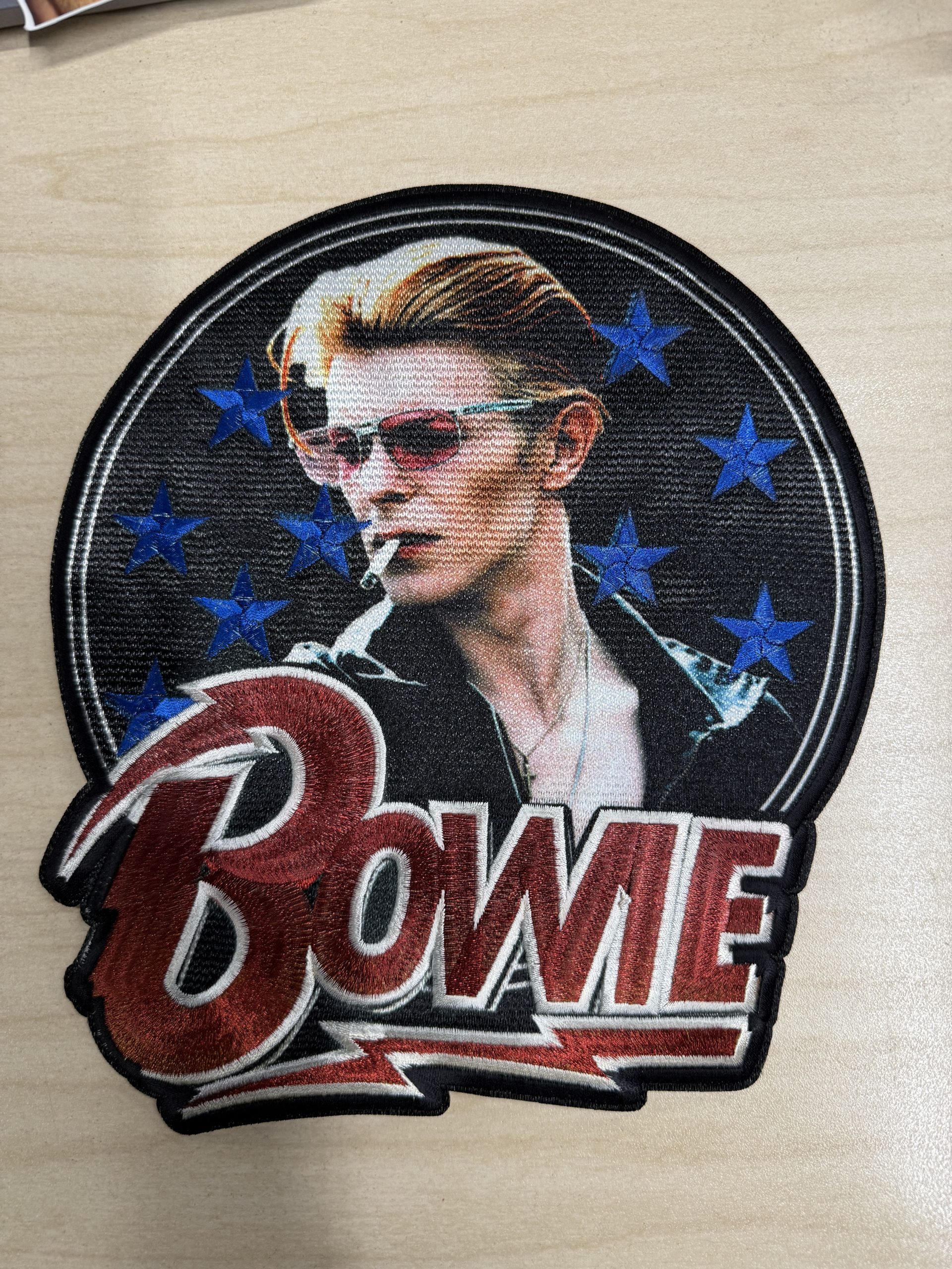 Bowie With Stars Oversized Iron-On Backpatch