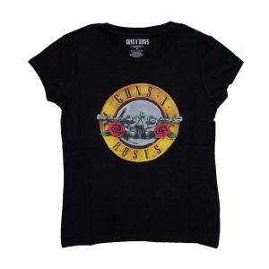 Guns N Roses Classic Bullet Logo Women's Tee Ver. 1 (Slim)- BLK