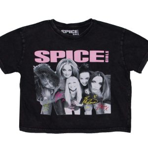 Spice Girls Autographs Women's Crop Top - STONEWASH CHARCOAL