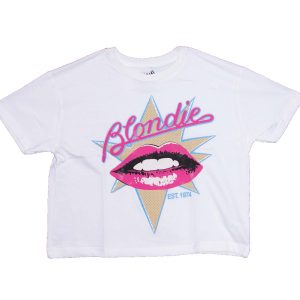 Blondie - Lips Women's Crop Top - STONEWASH CREAM/WHITE
